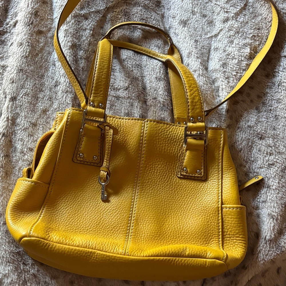 Fossil Bright Yellow Leather Shoulder Bag